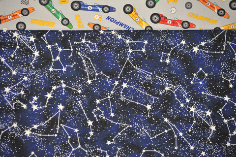Racecars with Blue Cotton Constellations